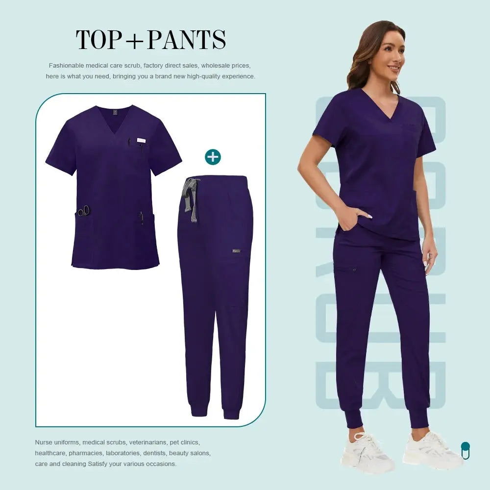 Comfortable and Colorful, Slim Fit, Women's Scrubs Sets, Jogger Style Pants - Healthcare Vibes