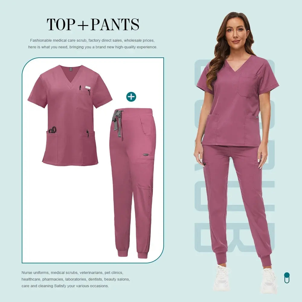 Comfortable and Colorful, Slim Fit, Women's Scrubs Sets, Jogger Style Pants - Healthcare Vibes