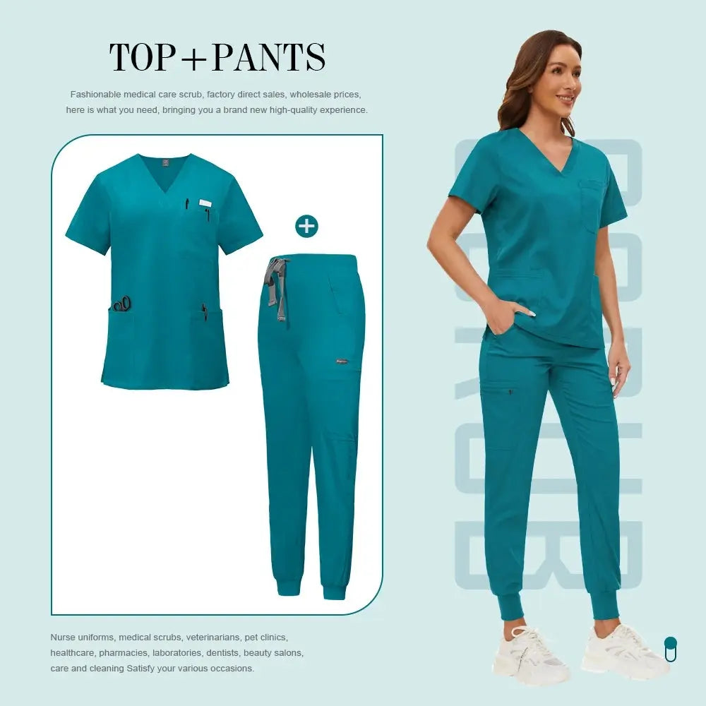 Comfortable and Colorful, Slim Fit, Women's Scrubs Sets, Jogger Style Pants - Healthcare Vibes