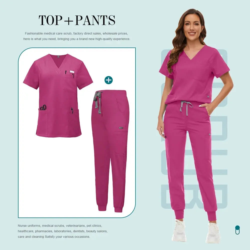 Comfortable and Colorful, Slim Fit, Women's Scrubs Sets, Jogger Style Pants - Healthcare Vibes