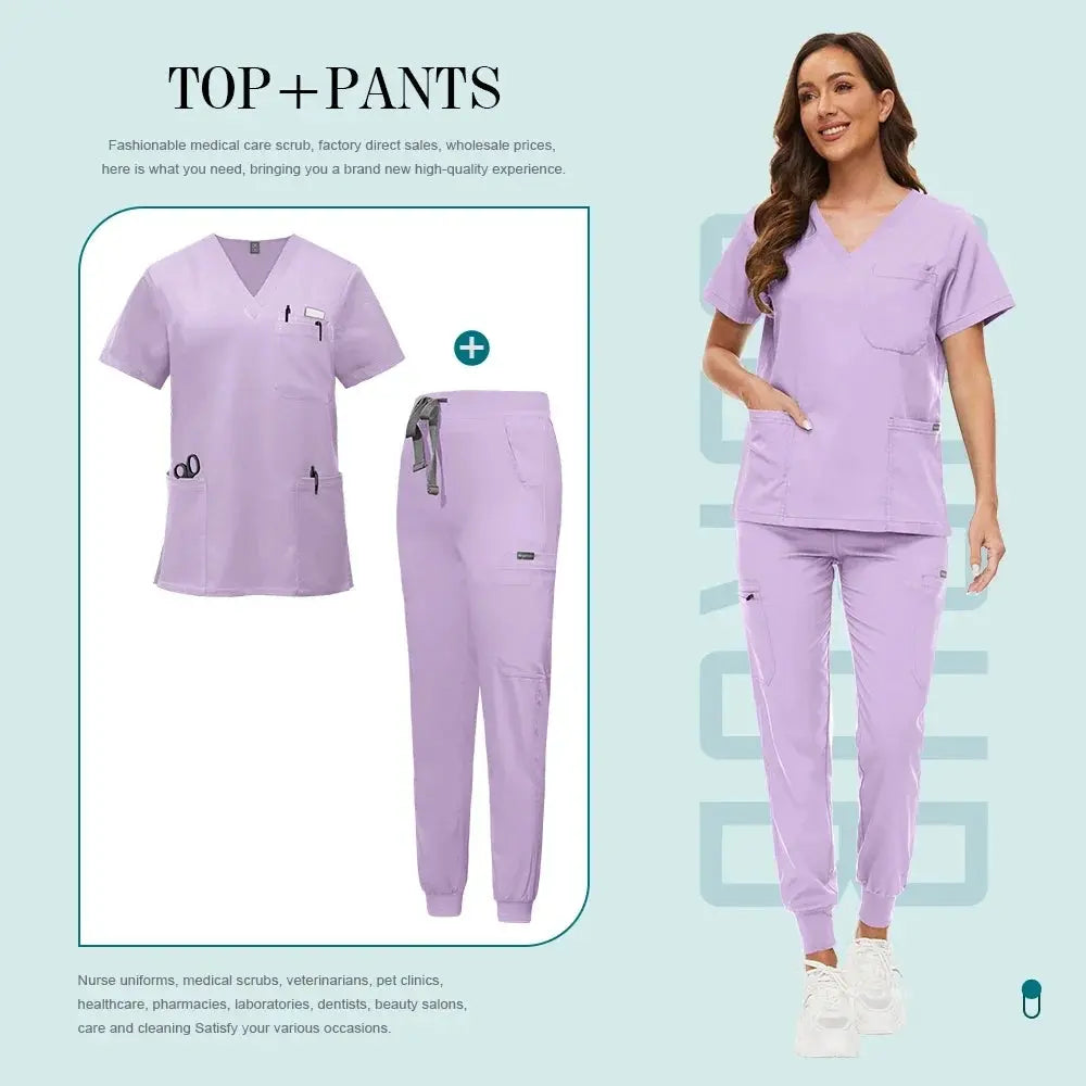 Comfortable and Colorful, Slim Fit, Women's Scrubs Sets, Jogger Style Pants - Healthcare Vibes