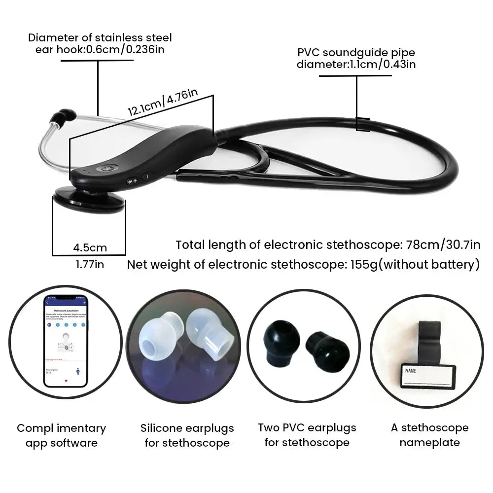 Digital Bluetooth Wireless Intelligent Electronic Stethoscope 40x Magnification-Comes With App - Healthcare Vibes