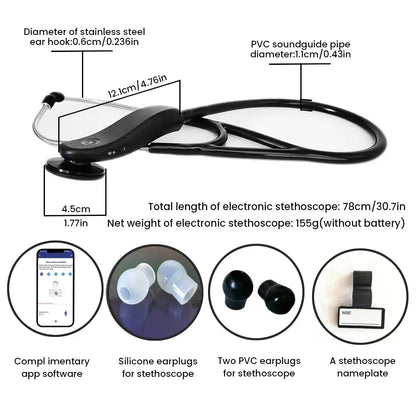 Digital Bluetooth Wireless Intelligent Electronic Stethoscope 40x Magnification-Comes With App - Healthcare Vibes