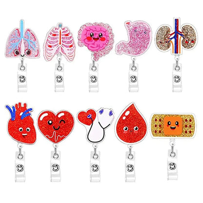 Anatomy Retractable Nurse Badge Reel, Clip Badge Holder, ID Card Holder - Healthcare Vibes