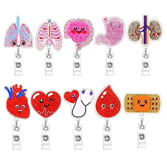 Anatomy Retractable Nurse Badge Reel, Clip Badge Holder, ID Card Holder - Healthcare Vibes