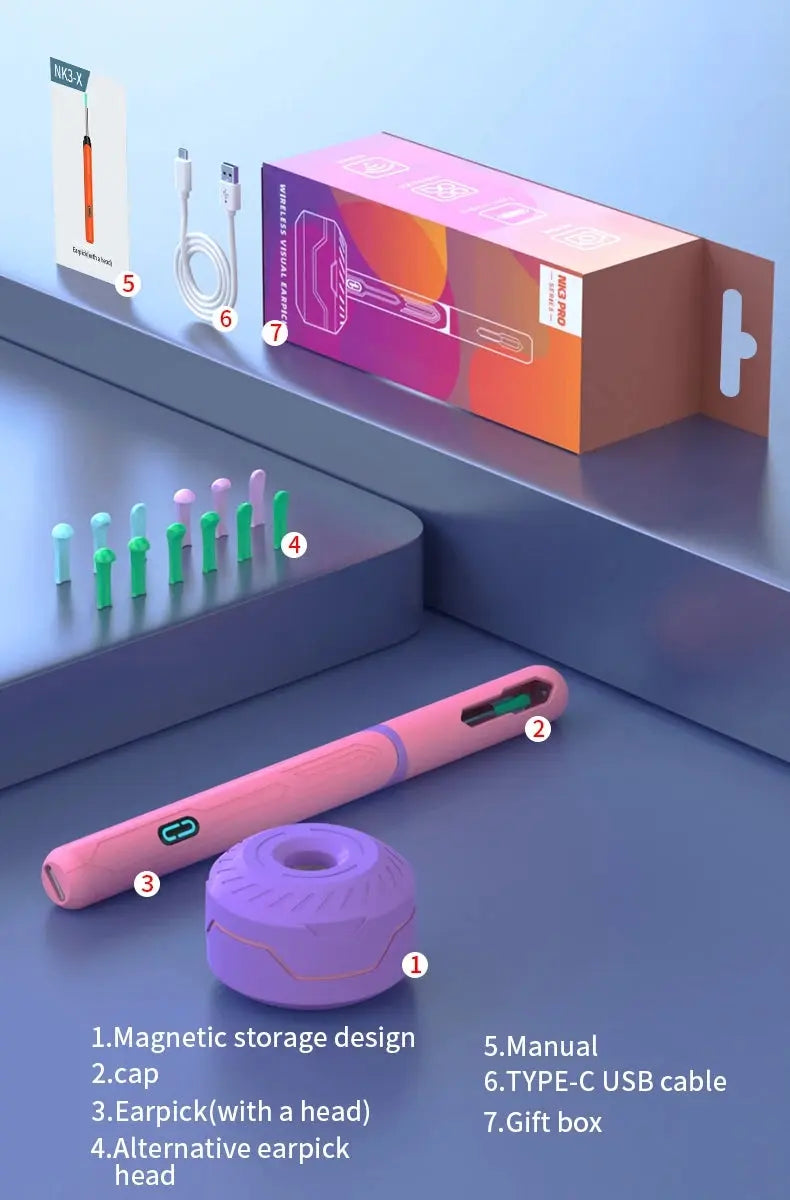 Camera Otoscope Earpick Set, USB C Charging Endoscope - Healthcare Vibes