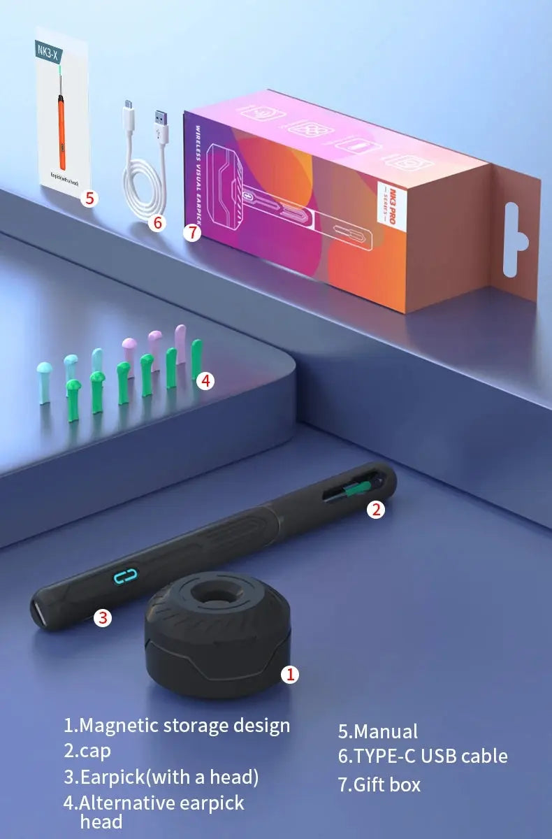Camera Otoscope Earpick Set, USB C Charging Endoscope - Healthcare Vibes