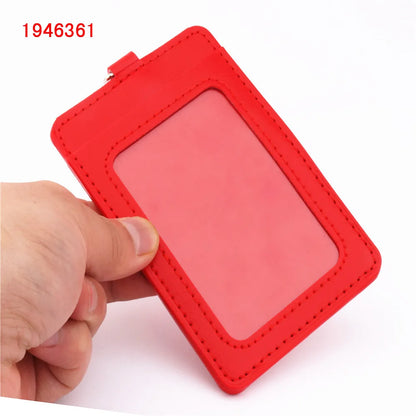 Luxury quality 610 PU Leather material double card sleeve ID Badge Case Clear Bank Credit Card Badge Holder Accessories