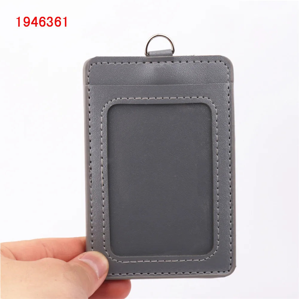 Luxury quality 610 PU Leather material double card sleeve ID Badge Case Clear Bank Credit Card Badge Holder Accessories PU-A4