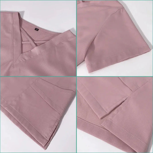 Jogger Scrubs Set for Women, Solid Color Scrub Sets, Multiple Pockets, V-neck