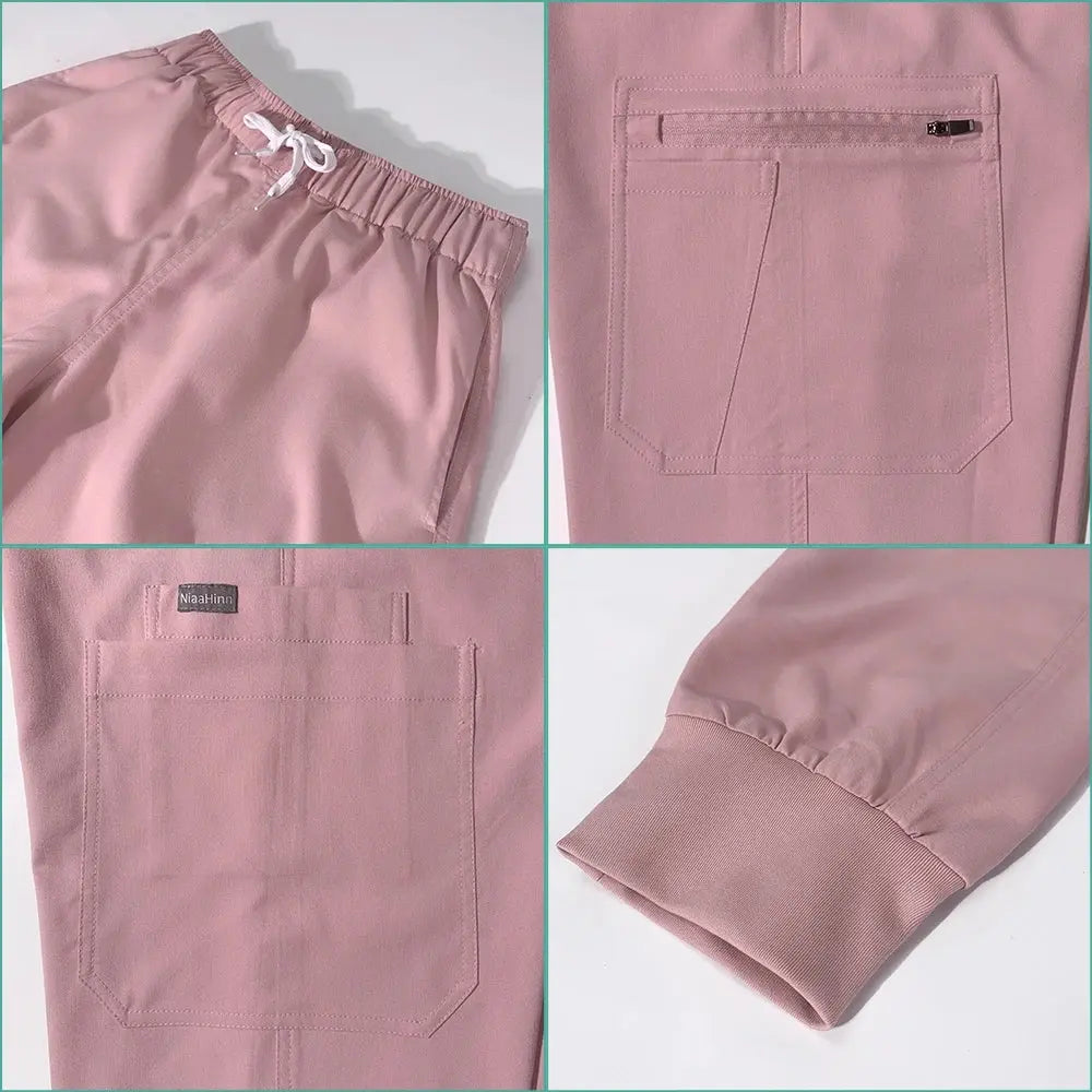 Jogger Scrubs Set for Women, Solid Color Scrub Sets, Multiple Pockets, V-neck