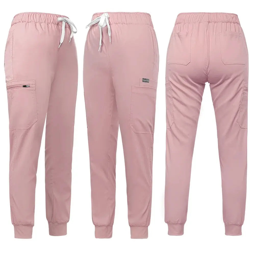 Jogger Scrubs Set for Women, Solid Color Scrub Sets, Multiple Pockets, V-neck