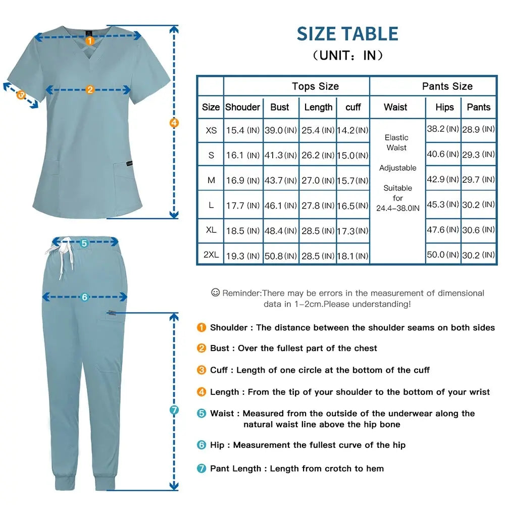 Jogger Scrubs Set for Women, Solid Color Scrub Sets, Multiple Pockets, V-neck