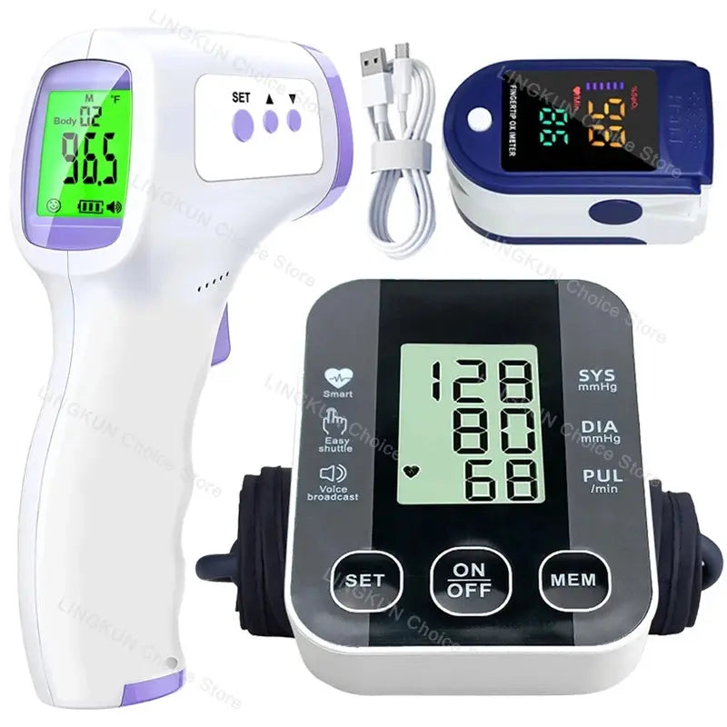 Medical Arm Blood Pressure Cuff, Thermometer, Pulse-Ox Set, Nurse, Doctor - Healthcare Vibes
