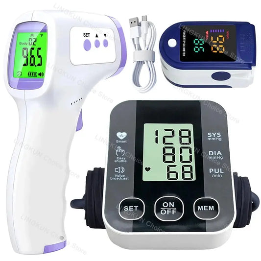 Medical Arm Blood Pressure Cuff, Thermometer, Pulse-Ox Set, Nurse, Doctor - Healthcare Vibes