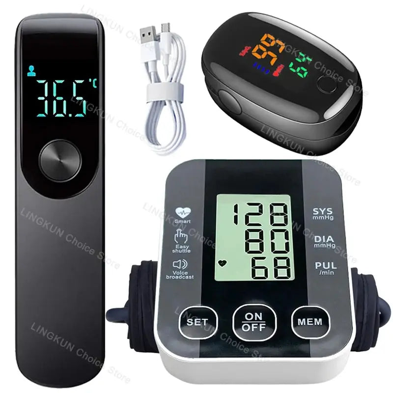 Medical Arm Blood Pressure Cuff, Thermometer, Pulse-Ox Set, Nurse, Doctor - Healthcare Vibes