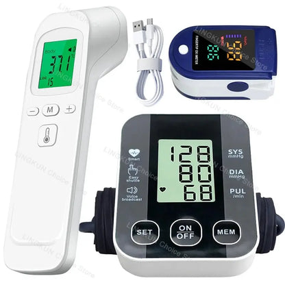 Medical Arm Blood Pressure Cuff, Thermometer, Pulse-Ox Set, Nurse, Doctor - Healthcare Vibes