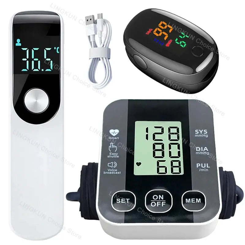 Medical Arm Blood Pressure Cuff, Thermometer, Pulse-Ox Set, Nurse, Doctor - Healthcare Vibes