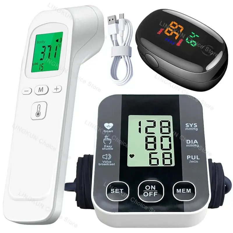 Medical Arm Blood Pressure Cuff, Thermometer, Pulse-Ox Set, Nurse, Doctor - Healthcare Vibes