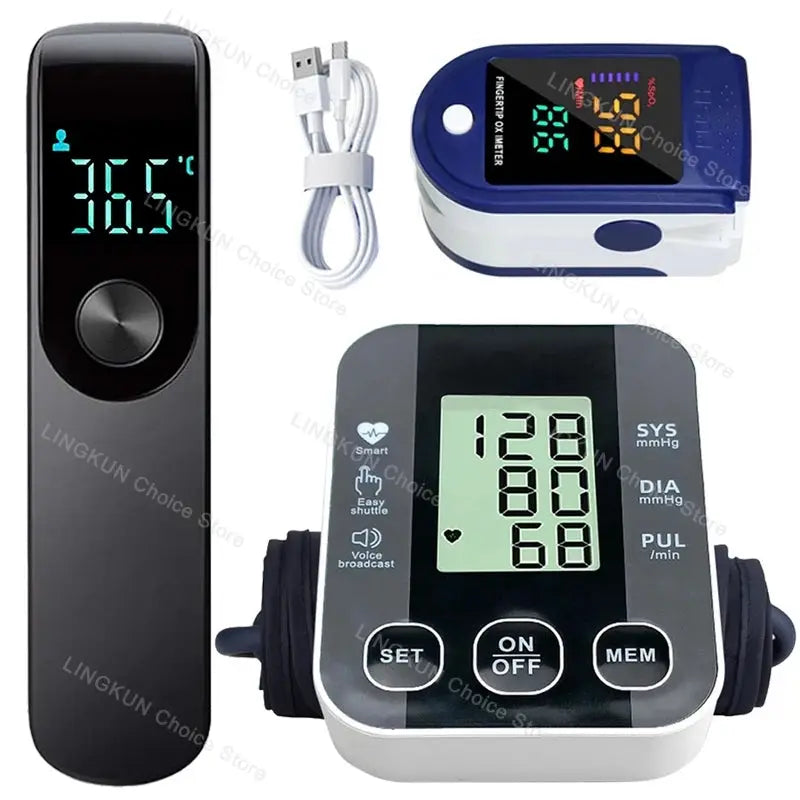 Medical Arm Blood Pressure Cuff, Thermometer, Pulse-Ox Set, Nurse, Doctor - Healthcare Vibes