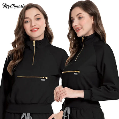 Medical Uniform Scrubs Jacket for Nurse, Doctor, Tech, Long Sleeves, Pockets - Healthcare Vibes