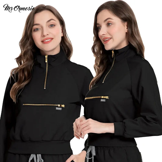 Medical Uniform Scrubs Jacket for Nurse, Doctor, Tech, Long Sleeves, Pockets - Healthcare Vibes