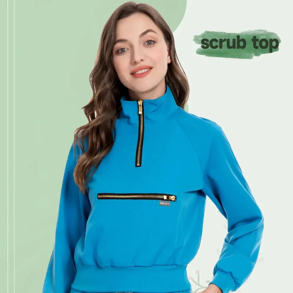 Medical Uniform Scrubs Jacket for Nurse, Doctor, Tech, Long Sleeves, Pockets - Healthcare Vibes
