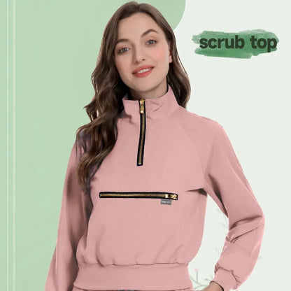 Medical Uniform Scrubs Jacket for Nurse, Doctor, Tech, Long Sleeves, Pockets - Healthcare Vibes