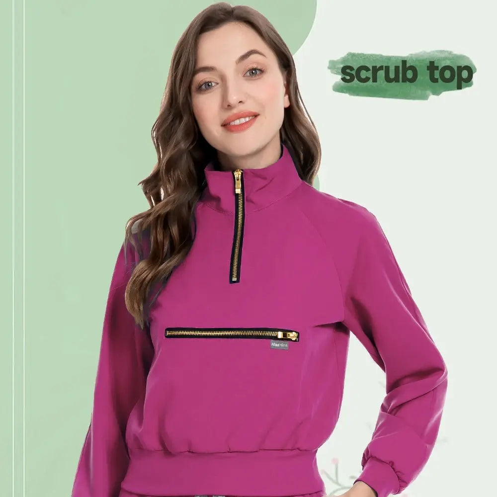 Medical Uniform Scrubs Jacket for Nurse, Doctor, Tech, Long Sleeves, Pockets - Healthcare Vibes