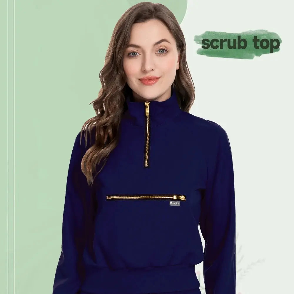 Medical Uniform Scrubs Jacket for Nurse, Doctor, Tech, Long Sleeves, Pockets - Healthcare Vibes