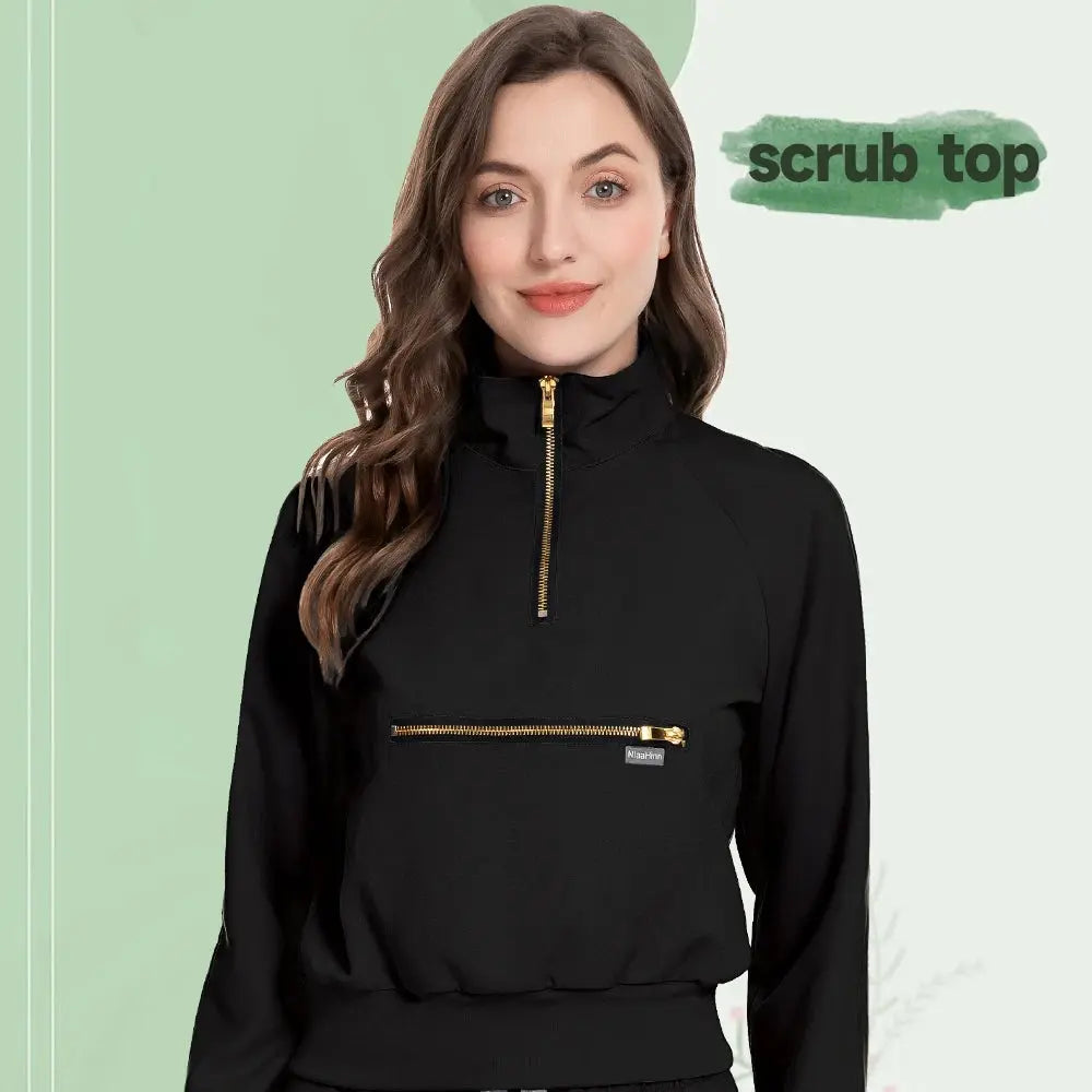 Medical Uniform Scrubs Jacket for Nurse, Doctor, Tech, Long Sleeves, Pockets - Healthcare Vibes