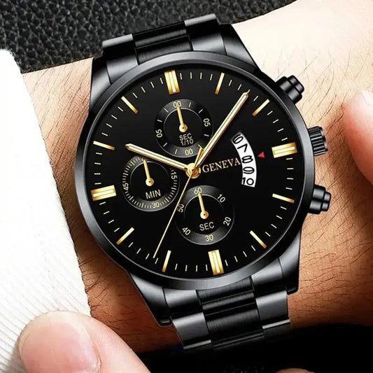 Men's Stainless Steel Watch, Luxury Calendar Quartz Wrist Watch, Men's Business Watch - Healthcare Vibes