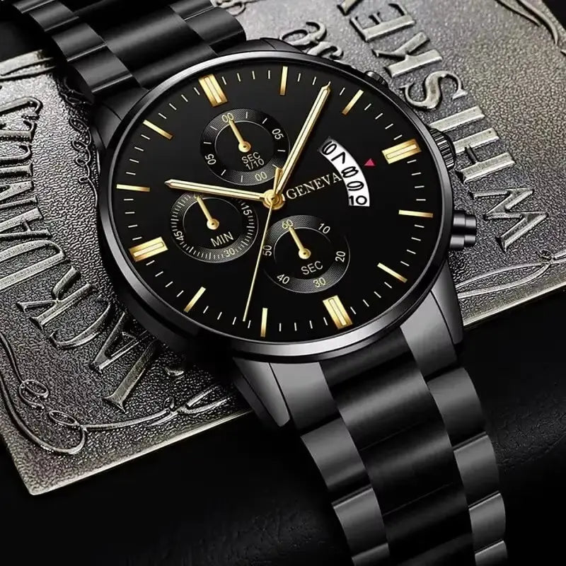 Men's Stainless Steel Watch, Luxury Calendar Quartz Wrist Watch, Men's Business Watch - Healthcare Vibes