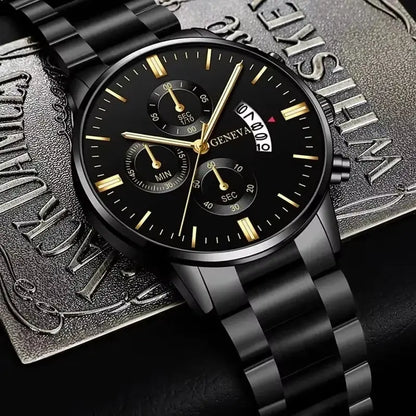 Men's Stainless Steel Watch, Luxury Calendar Quartz Wrist Watch, Men's Business Watch - Healthcare Vibes