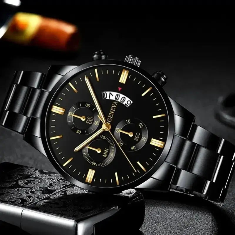 Men's Stainless Steel Watch, Luxury Calendar Quartz Wrist Watch, Men's Business Watch - Healthcare Vibes