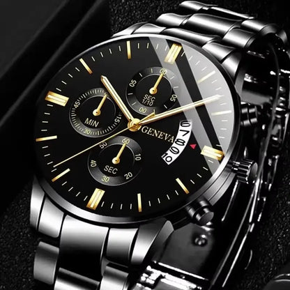Men's Stainless Steel Watch, Luxury Calendar Quartz Wrist Watch, Men's Business Watch - Healthcare Vibes