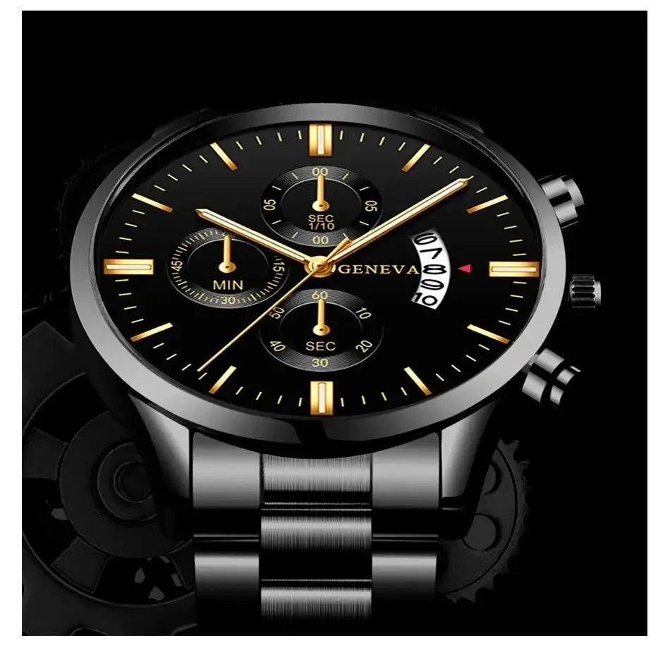 Men's Stainless Steel Watch, Luxury Calendar Quartz Wrist Watch, Men's Business Watch - Healthcare Vibes