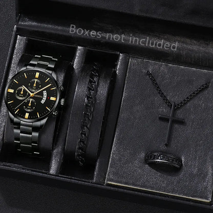 Men's Stainless Steel Watch, Luxury Calendar Quartz Wrist Watch, Men's Business Watch - Healthcare Vibes