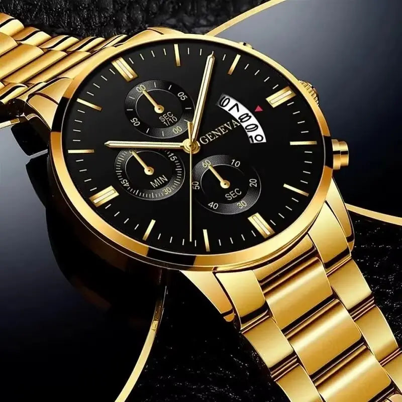 Men's Stainless Steel Watch, Luxury Calendar Quartz Wrist Watch, Men's Business Watch - Healthcare Vibes