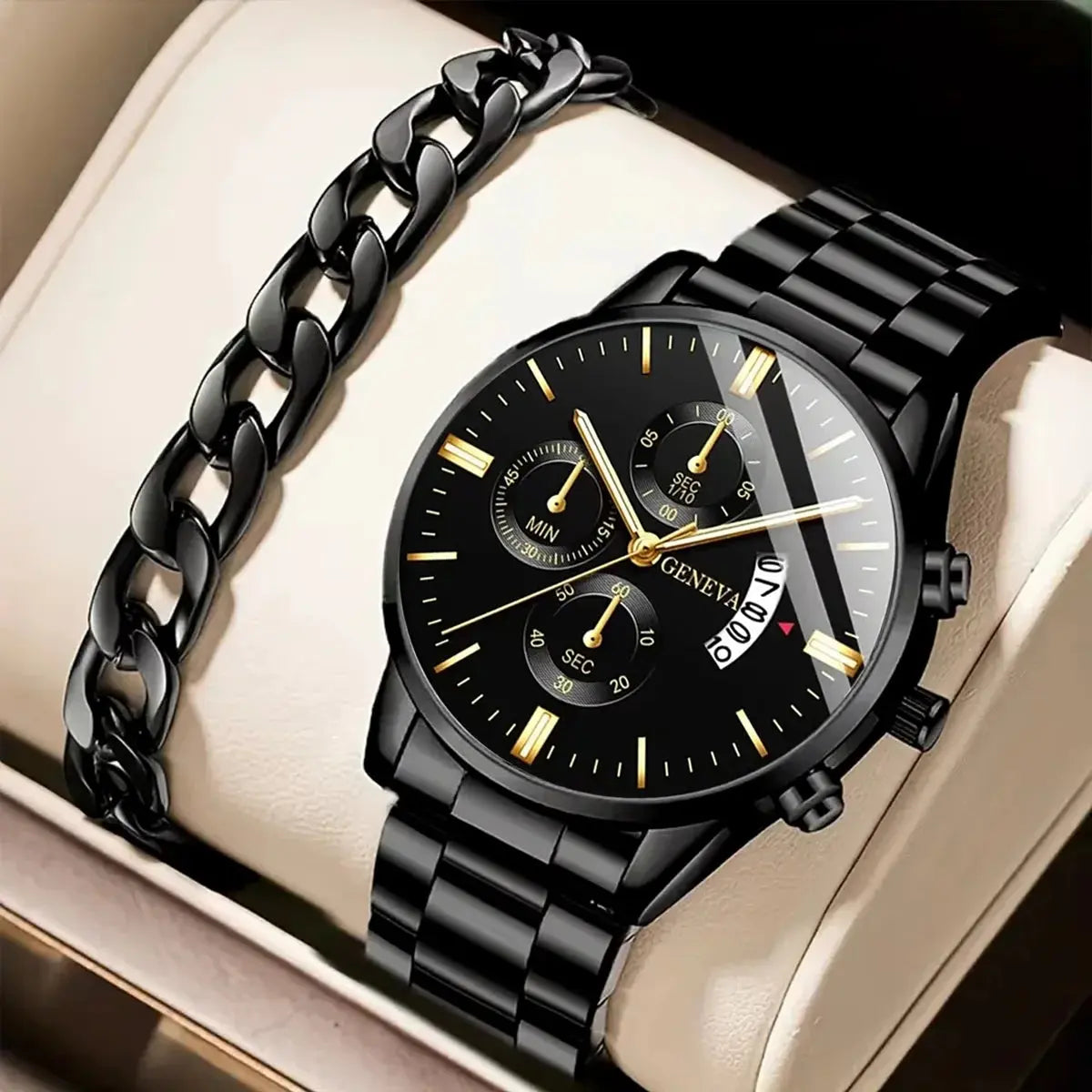 Men's Stainless Steel Watch, Luxury Calendar Quartz Wrist Watch, Men's Business Watch - Healthcare Vibes