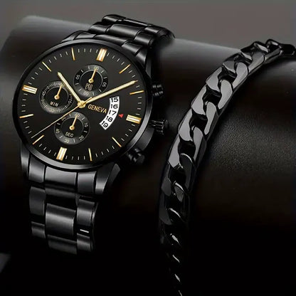 Men's Stainless Steel Watch, Luxury Calendar Quartz Wrist Watch, Men's Business Watch - Healthcare Vibes