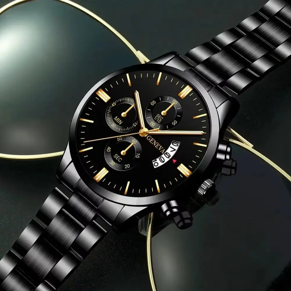 Men's Stainless Steel Watch, Luxury Calendar Quartz Wrist Watch, Men's Business Watch - Healthcare Vibes