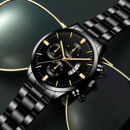 Men's Stainless Steel Watch, Luxury Calendar Quartz Wrist Watch, Men's Business Watch - Healthcare Vibes