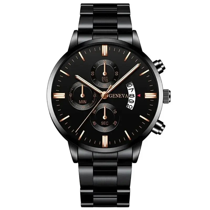 Men's Stainless Steel Watch, Luxury Calendar Quartz Wrist Watch, Men's Business Watch - Healthcare Vibes