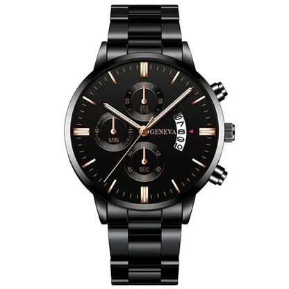 Men's Stainless Steel Watch, Luxury Calendar Quartz Wrist Watch, Men's Business Watch - Healthcare Vibes