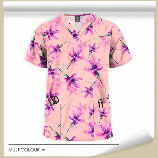 Printed Scrub Tops Medical Tops - Healthcare Vibes