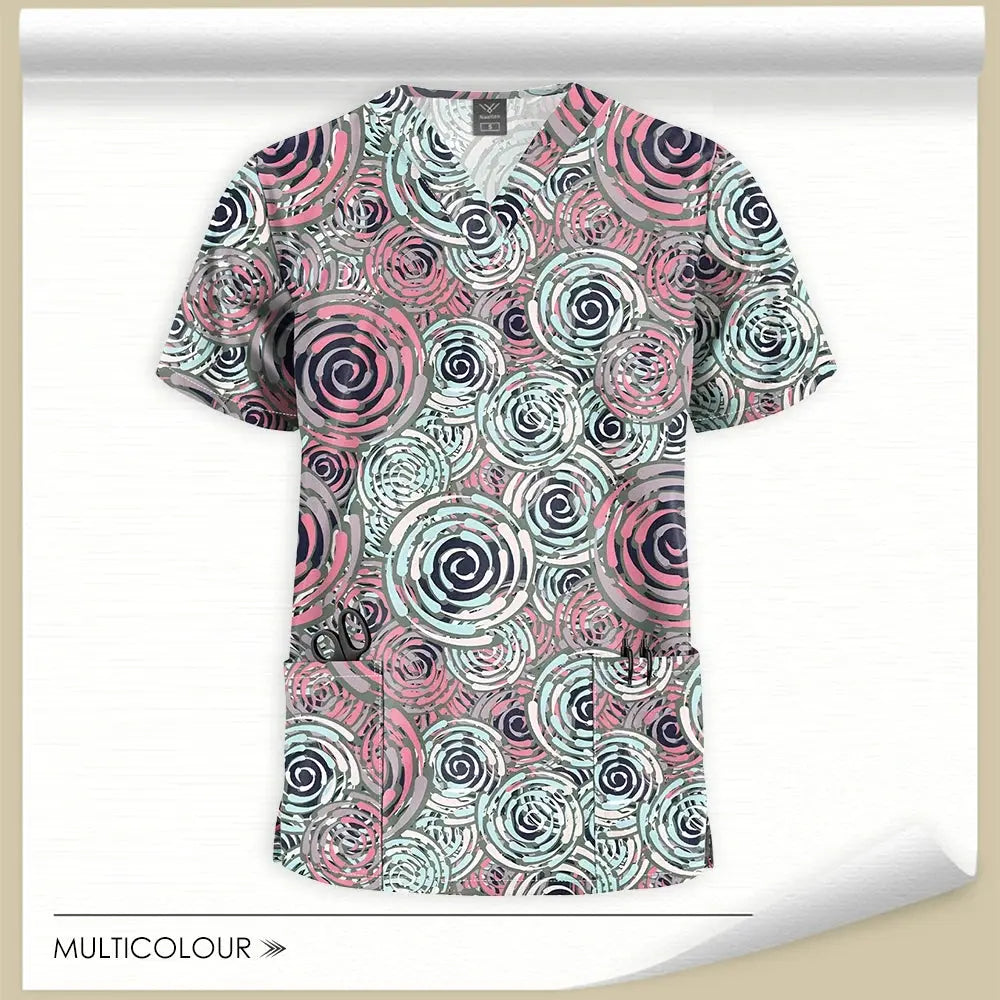 Printed Scrubs Tops, Uniform Medical Tops only, for Hospital workers, Nurse, MD's, Tech's - Healthcare Vibes