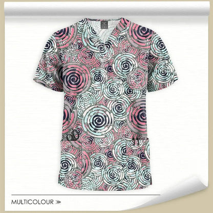 Printed Scrubs Tops, Uniform Medical Tops only, for Hospital workers, Nurse, MD's, Tech's - Healthcare Vibes
