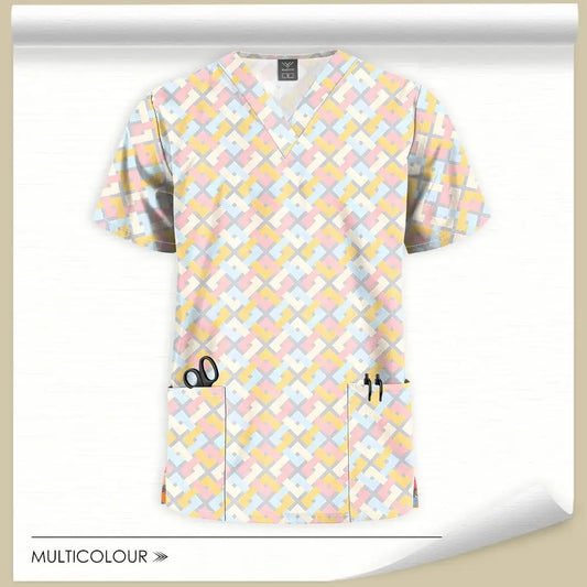 Printed Scrubs Tops, Uniform Medical Tops only, for Hospital workers, Nurse, MD's, Tech's - Healthcare Vibes