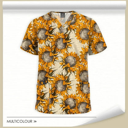 Printed Scrubs Tops, Uniform Medical Tops only, for Hospital workers, Nurse, MD's, Tech's - Healthcare Vibes